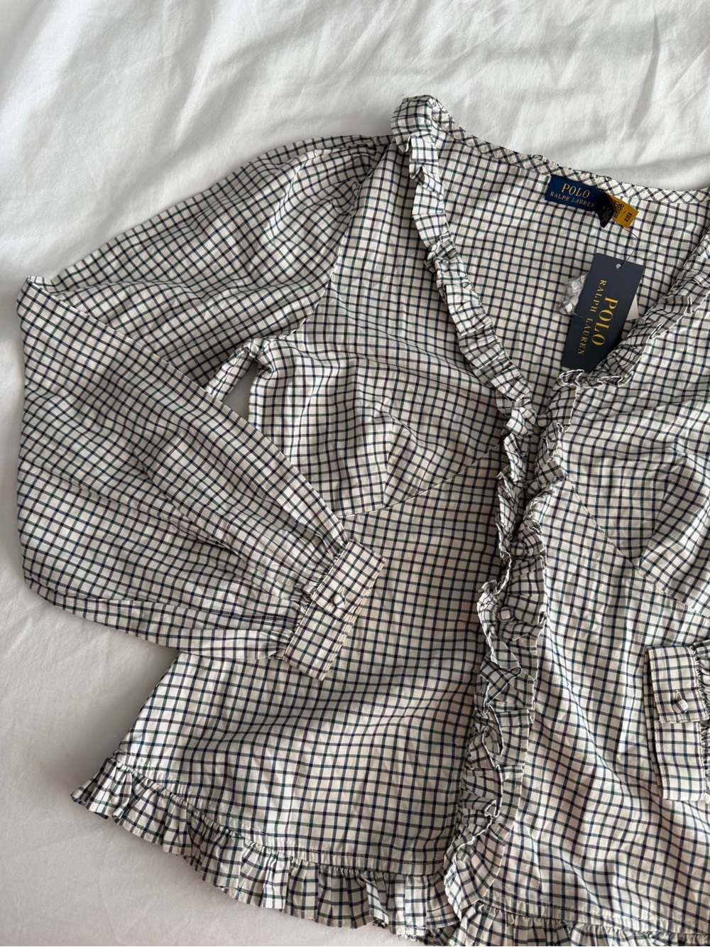 NWT Polo Ralph Lauren Ruffle-Trim Poplin Blouse - 100% Cotton - Picture 5 of 15
